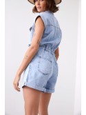 Short denim jumpsuit with collar 01630 - Online store - Boutique